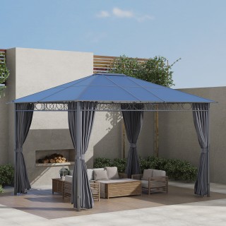 Outsunny 3,6x3m Garden Gazebo με Anti UV Polycarbonate Roof και κου... Outsunny 3,6x3m Garden Gazebo με Anti UV Polycarbonate Roof και κου...
