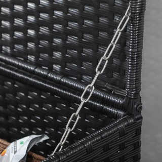 Outsunny Rattan and Steel Garden Storage Box με Καπάκι, 95x60x58cm,...