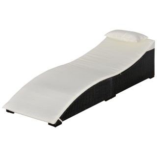Outsunny Πτυσσόμενη ξαπλώστρα σε μαύρο PE Rattan με λευκό στρώμα κρ...