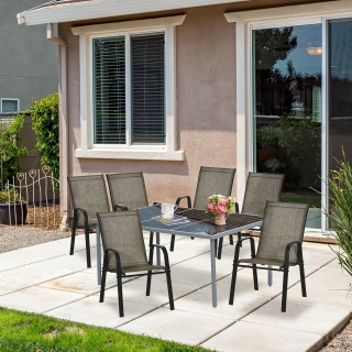 Outsunny Σετ Καρέκλες κήπου 4 τεμαχίων με μπράτσα, στοιβαζόμενες κα...