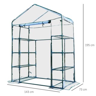 Μεταλλικό Θερμοκήπιο με 8 Ράφια 143 x 73 x 195 cm Outsunny 01-0482