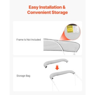 VEVOR Σκίαστρο Σκάφους 4 Τόξων 96 σε Ανοιχτό Γκρι 4GCYZYP96919R6420V0