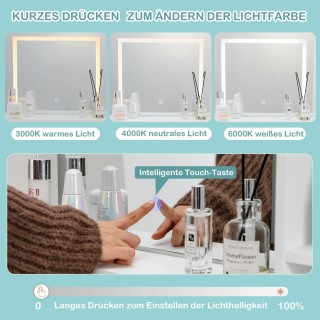 Σετ Τουαλέτα Μακιγιάζ με Μεγάλο Καθρέφτη και LED Φωτισμό και Άνετο... Σετ Τουαλέτα Μακιγιάζ με Μεγάλο Καθρέφτη και LED Φωτισμό και Άνετο...