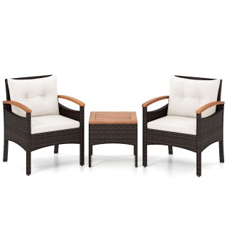 Costway Σετ καθιστικού 3 τεμαχίων από ρατάν με 2 πολυθρόνες, 1 βοηθ... Costway Σετ καθιστικού 3 τεμαχίων από ρατάν με 2 πολυθρόνες, 1 βοηθ...