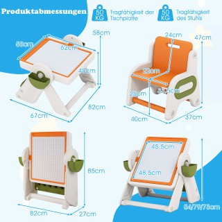 Costway Πολυλειτουργικό Σετ Τραπεζιού & Καβαλέτου 6 σε 1 με Αναστρέ...