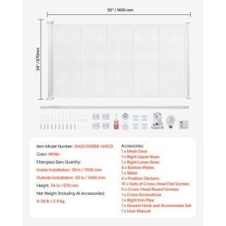 VEVOR Πτυσσόμενη Παιδική Πόρτα 870mm Ύψος 1400mm Πλάτος Λευκή WZSSM... VEVOR Πτυσσόμενη Παιδική Πόρτα 870mm Ύψος 1400mm Πλάτος Λευκή WZSSM...