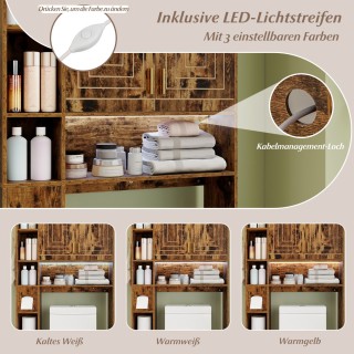 Costway Ντουλάπι Μπάνιου με 2 Πόρτες, 6 Ανοιχτά Ράφια και Θήκη Χαρτ...