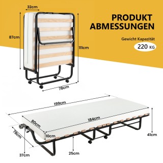 Costway Πτυσσόμενο Κρεβάτι με Στρώμα για Ενήλικες - Εξοικονόμηση Χώ...
