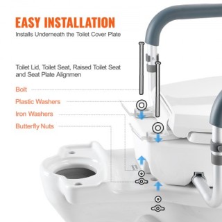 VEVOR Ανυψωμένο Κάθισμα Τουαλέτας, 3.5 Ύψος, 300 lbs Αντοχή, για Στ...