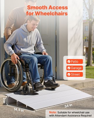 VEVOR Ράμπα Κατωφλίου Αλουμινίου, Ύψος 87mm, Φόρτωση 363kg, Κατάλλη...