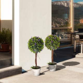 HOMCOM Σετ 2 Τεχνητά Πράσινα Φυτά σε Σφαίρα με Λουλούδια Λεβάντας ... HOMCOM Σετ 2 Τεχνητά Πράσινα Φυτά σε Σφαίρα με Λουλούδια Λεβάντας ...