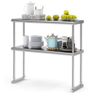 Costway  Ανοξείδωτο Ράφι Διπλής Στρώσης με Ρυθμιζόμενο Ύψος και Μεγ...