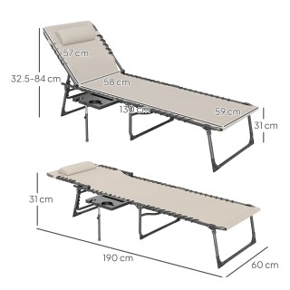 Outsunny Πτυσσόμενη και Ρυθμιζόμενη Ξαπλώστρα σε 5 Επίπεδα με Πλαϊν...