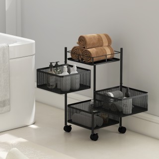 HOMCOM Τρόλεϊ Κουζίνας με 3 Επίπεδα και Περιστρεφόμενα Μεταλλικά Κα... HOMCOM Τρόλεϊ Κουζίνας με 3 Επίπεδα και Περιστρεφόμενα Μεταλλικά Κα...