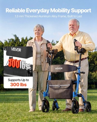 VEVOR Πτυσσόμενος περιπατητήρας αλουμινίου με κάθισμα και ρυθμιζόμε...