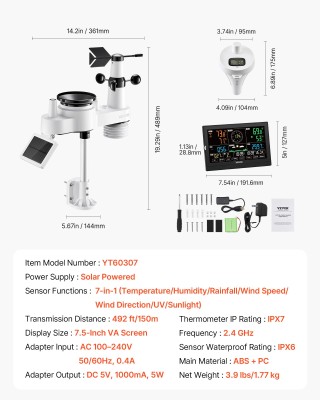 VEVOR 7-σε-1 Ασύρματος Μετεωρολογικός Σταθμός με Έξυπνη Εφαρμογή & ... VEVOR 7-σε-1 Ασύρματος Μετεωρολογικός Σταθμός με Έξυπνη Εφαρμογή & ...