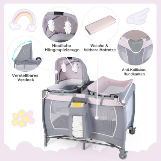 Costway Πτυσσόμενο Ταξιδιωτικό Κρεβατάκι & Παιδικό Πάρκο με Βρεφική...