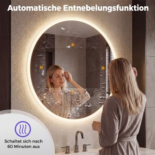 Costway Στρογγυλός Καθρέφτης Ø70 cm με Φωτισμό & Αντιθαμβωτική Λειτ...