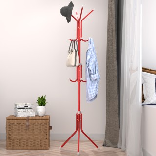 BAKAJI  Κρεμάστρα Δαπέδου Εξοικονόμησης Χώρου με 12 Γάντζους Κόκκιν...