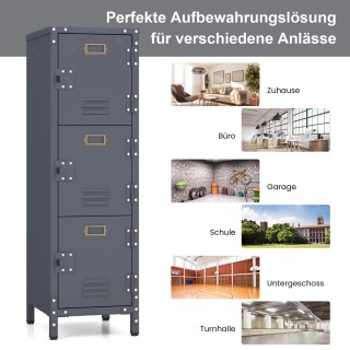 Costway Μεταλλική Ντουλάπα Αποθήκευσης με 3 Κλειδωμένες Πόρτες & Ρυ...