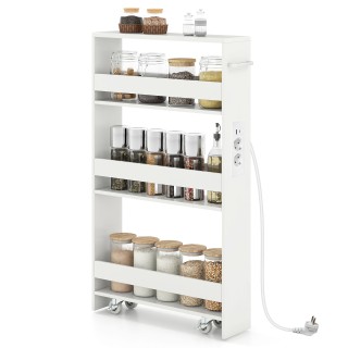 Costway Ραφιέρα Κουζίνας με 4 Ράφια και Σταθμό Φόρτισης σε Ρόδες 80...