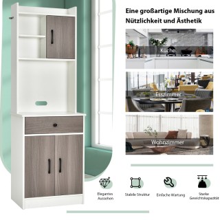 Costway Πολυλειτουργικό Ντουλάπι Κουζίνας 60 x 40 x 180 cm με Ρυθμι...