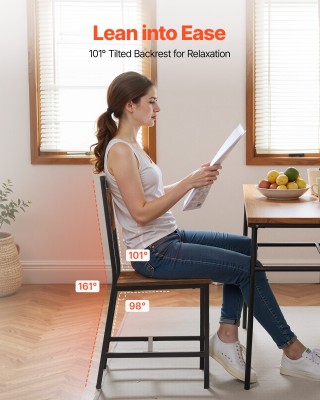 VEVOR Σετ 4 Μοντέρνες Καρέκλες Τραπεζαρίας Ξύλο & Μέταλλο, Καφέ/Μαύ...