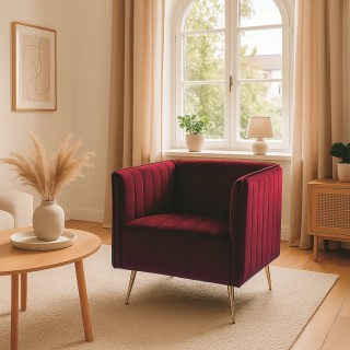 Galileo Vintage πολυθρόνα μπορντό από ξύλο με επένδυση από πολυεστέ...