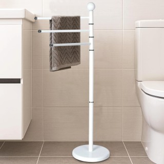 BAKAJI Λευκή Σταθερή Κρεμάστρα Μπάνιου με 3 Περιστρεφόμενους Βραχίο...