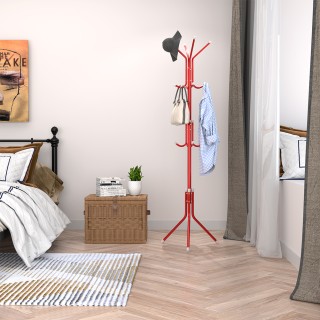 BAKAJI  Κρεμάστρα Δαπέδου Εξοικονόμησης Χώρου με 12 Γάντζους Κόκκιν...