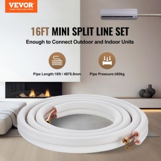 Σετ Σωληνώσεων VEVOR Mini Split 6.4x12.7mm x4876.8mm Χαλκός AC με Κ...