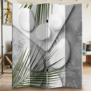 BAKAJI Παραβάν 4 Πάνελ Εκτύπωση Μπρος-Πίσω Πέτρες Τροπικά Φύλλα 18... BAKAJI Παραβάν 4 Πάνελ Εκτύπωση Μπρος-Πίσω Πέτρες Τροπικά Φύλλα 18...