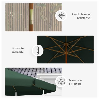 Outsunny Ομπρέλα Κήπου με Διπλή Οροφή, από Μπαμπού και Πολυεστέρα, ...