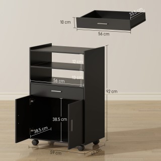 HOMCOM Βάση για Φούρνο Μικροκυμάτων Ξύλινη με Συρτάρι, Ντουλάπι με ...