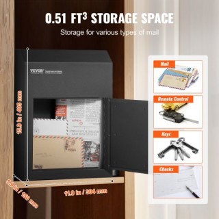 VEVOR Κουτί Ρίψης Κλειδιών 12x6x16 με Κλειδαριά Μαύρο CQXBX12616IN... VEVOR Κουτί Ρίψης Κλειδιών 12x6x16 με Κλειδαριά Μαύρο CQXBX12616IN...