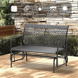 Διθέσια Κούνια Πάγκου από Ρατάν 119 x 79 x 87cm Μαύρο 02842389 BAKAJI Διθέσια Κούνια Πάγκου από Ρατάν 119 x 79 x 87cm Μαύρο 02842389 BAKAJI