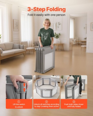 VEVOR Παιδικό Πάρκο 1200 x 1200mm με Συρόμενη Πόρτα & Μαλακό Δίχτυ ...