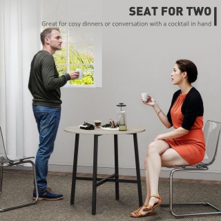 HOMCOM Στρογγυλό Βιομηχανικό Τραπέζι Φ80x75 εκ., Μαύρο/Ξύλο 83A-266...