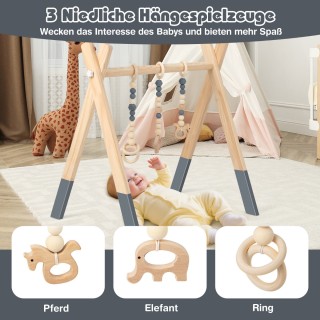 Costway Ξύλινο Γυμναστήριο Δραστηριοτήτων για Μωρά με 3 Παιχνίδια -... Costway Ξύλινο Γυμναστήριο Δραστηριοτήτων για Μωρά με 3 Παιχνίδια -...