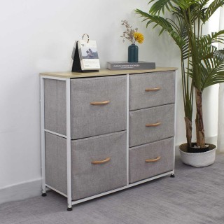 BAKAJI Ανθεκτική Συρταριέρα με 5 Συρτάρια Υφασμάτινη Γκρι Ανοιχτό κ... BAKAJI Ανθεκτική Συρταριέρα με 5 Συρτάρια Υφασμάτινη Γκρι Ανοιχτό κ...