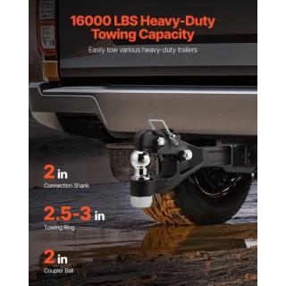 VEVOR Πείρος Ρυμούλκησης 2 ιντσών Υποδοχή Γάντζου 2.5-3 ιντσών Δακτ...