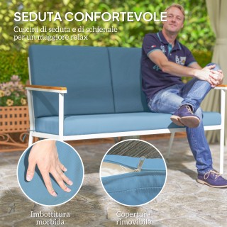 Outsunny Σετ Εξωτερικού Χώρου με Διθέσιο Καναπέ, 2 Πολυθρόνες και 2...