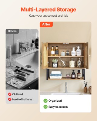 VEVOR Κρεμαστή Ντουλάπα Μπάνιου με Ρυθμιζόμενα Ράφια - 23x10x23 BDM...