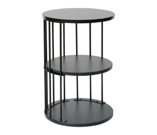 Ostaria Στρογγυλό Τραπέζι 3 Επιπέδων Μέταλλο Και Ξύλο Μαύρο -35474