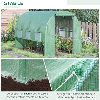 Outsunny Θερμοκήπιο για Κήπο 3x2x2m από Ατσάλι και Κάλυμμα PE, Πόρτ...