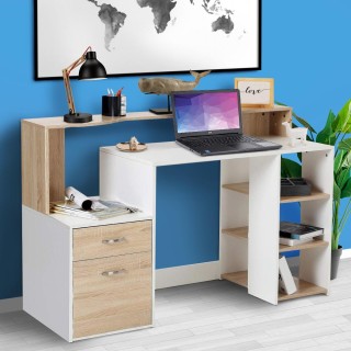 BAKAJI  Γραφείο με Συρταριέρα Βιβλιοθήκη και Θέση για Σαρωτή Τραπέζ...