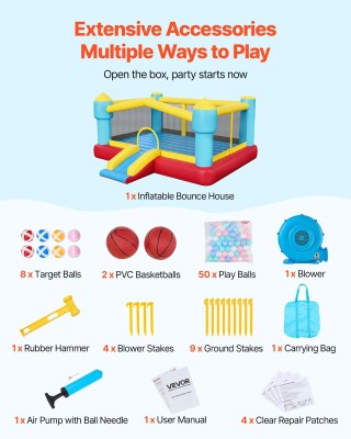 VEVOR Φουσκωτό Κάστρο Αναπήδησης 14.7 x 13.8 x 6.8 ft με Τσουλήθρα,...
