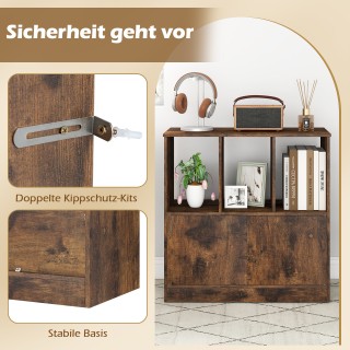 Costway Βιβλιοθήκη με 2 Πόρτες και Ανοιχτά Ράφια Καφέ 70 x 30 x 70 ... Costway Βιβλιοθήκη με 2 Πόρτες και Ανοιχτά Ράφια Καφέ 70 x 30 x 70 ...