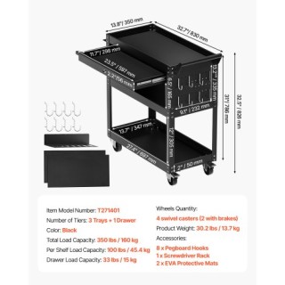 VEVOR Κινητό Εργαλειοφόρο 4 Επιπέδων με Συρτάρι & Πίνακα Οργάνωσης ... VEVOR Κινητό Εργαλειοφόρο 4 Επιπέδων με Συρτάρι & Πίνακα Οργάνωσης ...