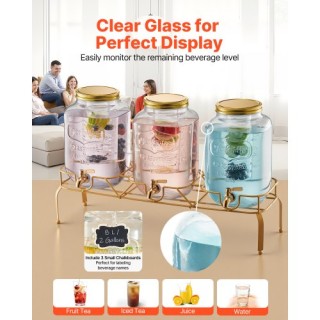 VEVOR Διανομέας Ποτών 8L Γυάλινος με Βάση 3 Τεμάχια για Πάρτι YLFPQ...